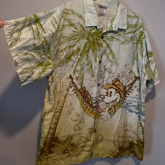 Disneyland Mickey Mouse Hawaiian Shirt‎ Tiki Hammock XXL Button-Up - Picture 5 of 5